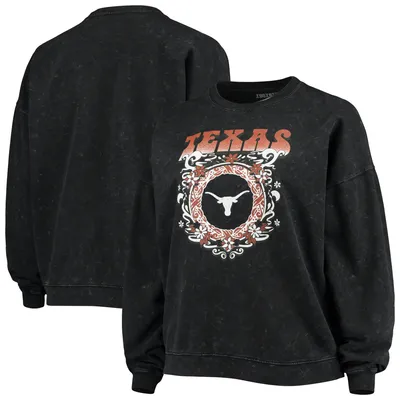 Texas Longhorns ZooZatz Women's Garment Wash Oversized Vintage Pullover Sweatshirt - Black