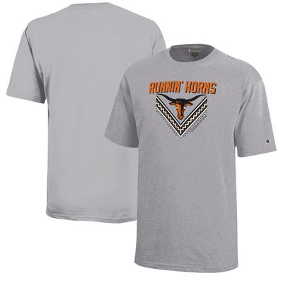 Youth Champion Heathered Gray Texas Longhorns Runnin' Horns T-Shirt