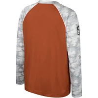 Youth Colosseum Burnt Orange/Camo Texas Longhorns OHT Military Appreciation Dark Star Raglan Long Sleeve T-Shirt