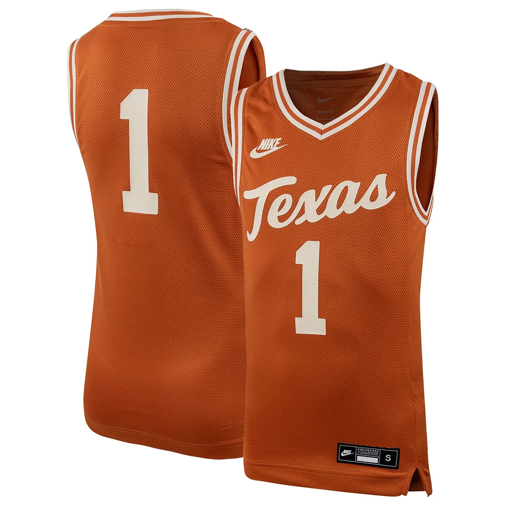 Maillot de basket-ball Nike #1 Texas Orange Longhorns Icon Replica pour jeune