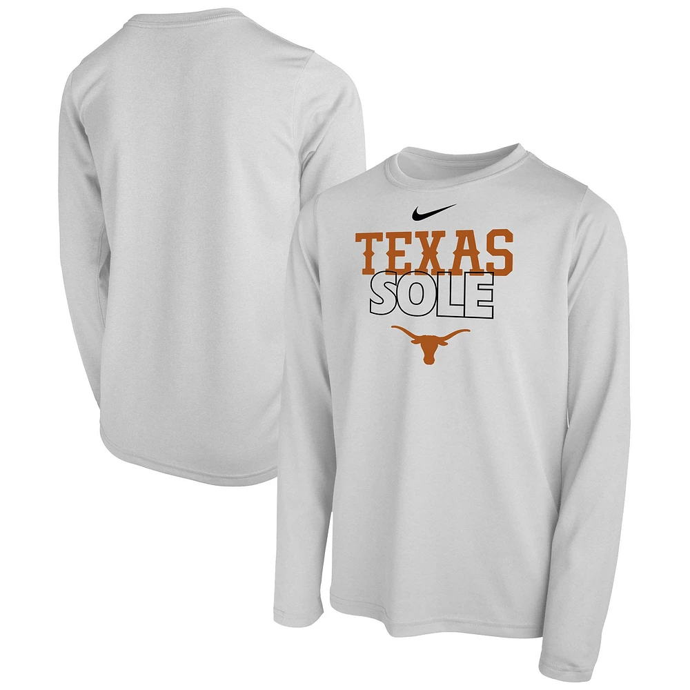 Youth Nike  White Texas Longhorns 2023 On Court Sole Bench T-Shirt