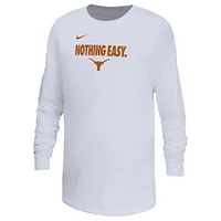 Youth Nike White Texas Longhorns 2025 On-Court Bench Long Sleeve T-Shirt