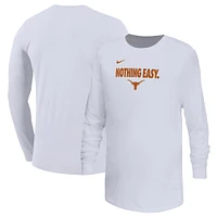 Youth Nike White Texas Longhorns 2025 On-Court Bench Long Sleeve T-Shirt