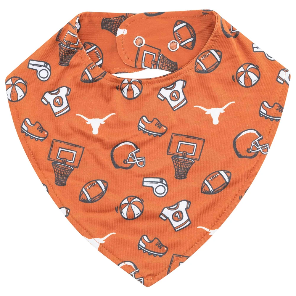 Bavoir pour bébé ZooZatz à imprimé Texas Longhorns orange brûlé