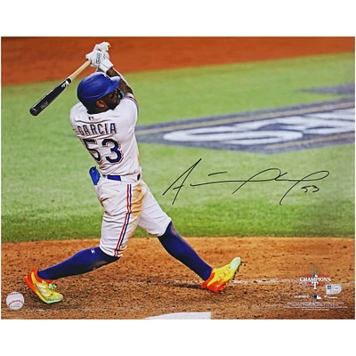 Adolis Garcia Texas Rangers Autographed 2023 World Series Champions 16" x 20" Hitting Photograph