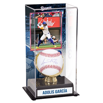 Adolis Garcia Texas Rangers Autographed Baseball and Sublimated Gold Glove Display Case with Image