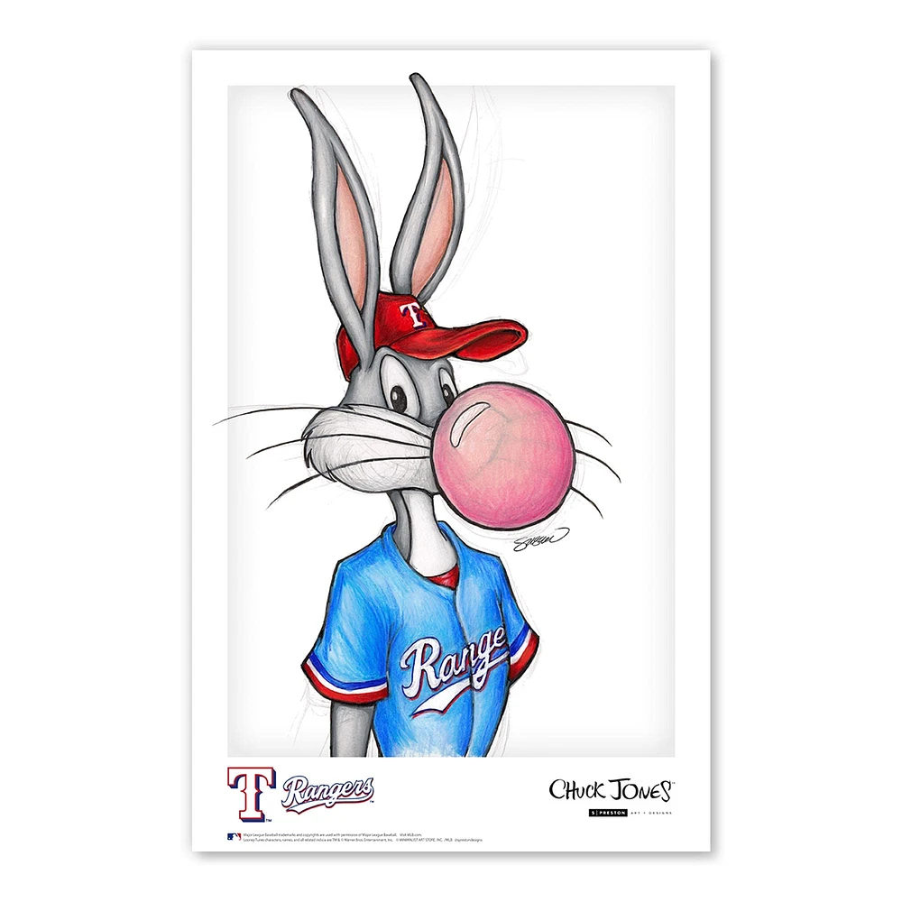 Bugs Bunny Texas Rangers 11"x 17" Looney Tunes affiche imprimée