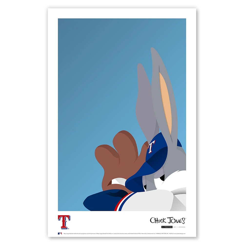 Bugs Bunny Texas Rangers 11" x 17" Minimalist Looney Tunes Poster Print