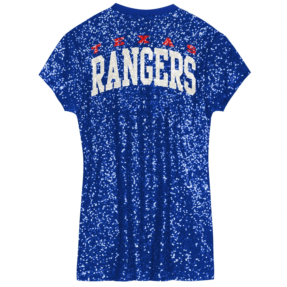 Robe à paillettes et col en V pour filles d'âge préscolaire Royal Texas Rangers