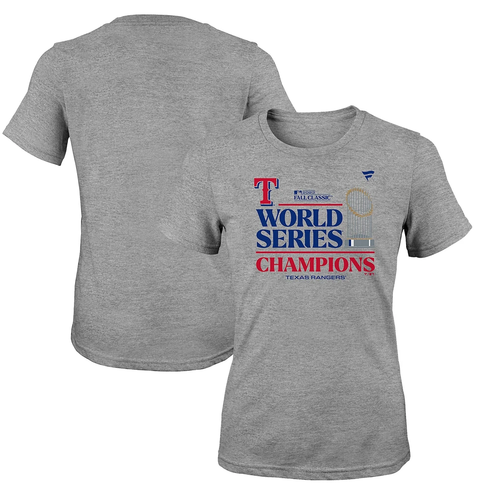 Girls Youth Heather Gray Texas Rangers 2023 World Series Champions Locker Room T-Shirt