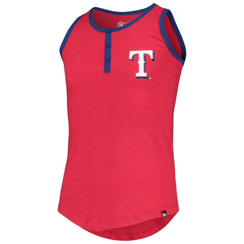 Girls Youth New Era Red Texas Rangers Henley Tank Top Size: Medium