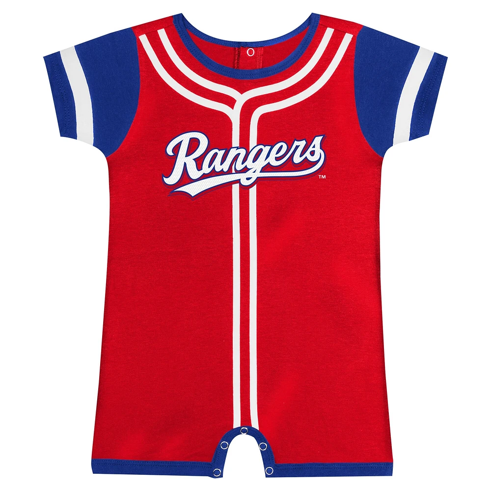 Barboteuse Fast Pitch rouge Texas Rangers Fanatics pour bébé