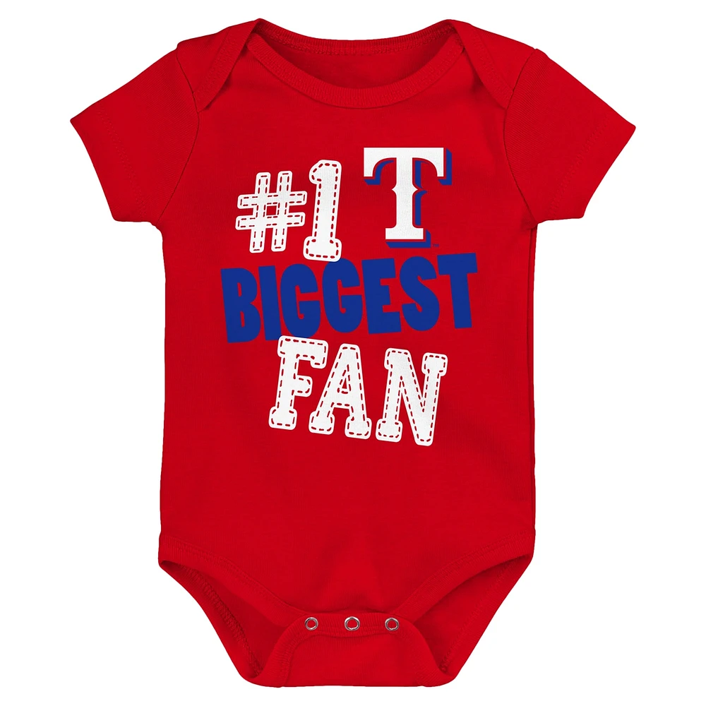 Ensemble de 3 bodys fan fanion Fanatics Texas Rangers pour bébé