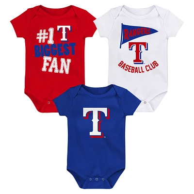 Infant Fanatics Texas Rangers Fan Pennant 3-Pack Bodysuit Set