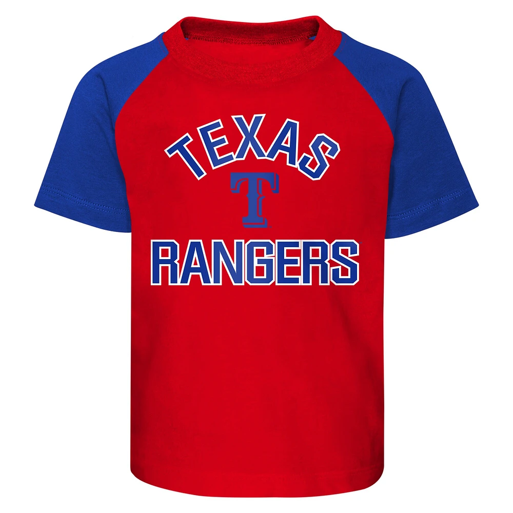 Ensemble t-shirt et short raglan Texas Rangers Ground Out Baller pour bébé rouge/gris chiné