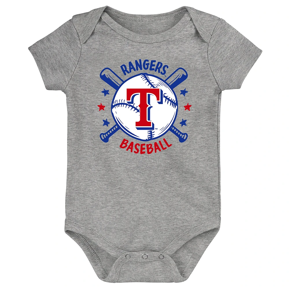 Lot de 3 bodies pour bébé rouge Texas Rangers Batter Up