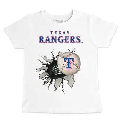 Texas Rangers Tiny Turnip Infant Blooming Baseballs Raglan 3/4 Sleeve T- Shirt - White/Royal