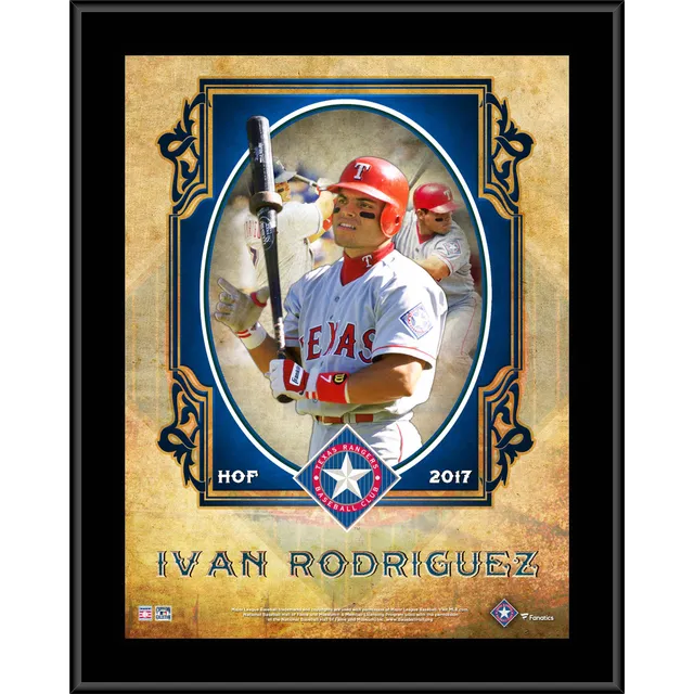 Ivan Rodriguez Texas Rangers 12 x 15 Hall of Fame Career Profile Sublimated Plaque