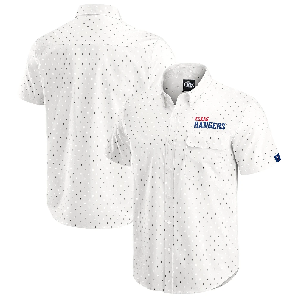 Men's Darius Rucker Collection by Fanatics  Cream Texas Rangers Printed Button-Down Top