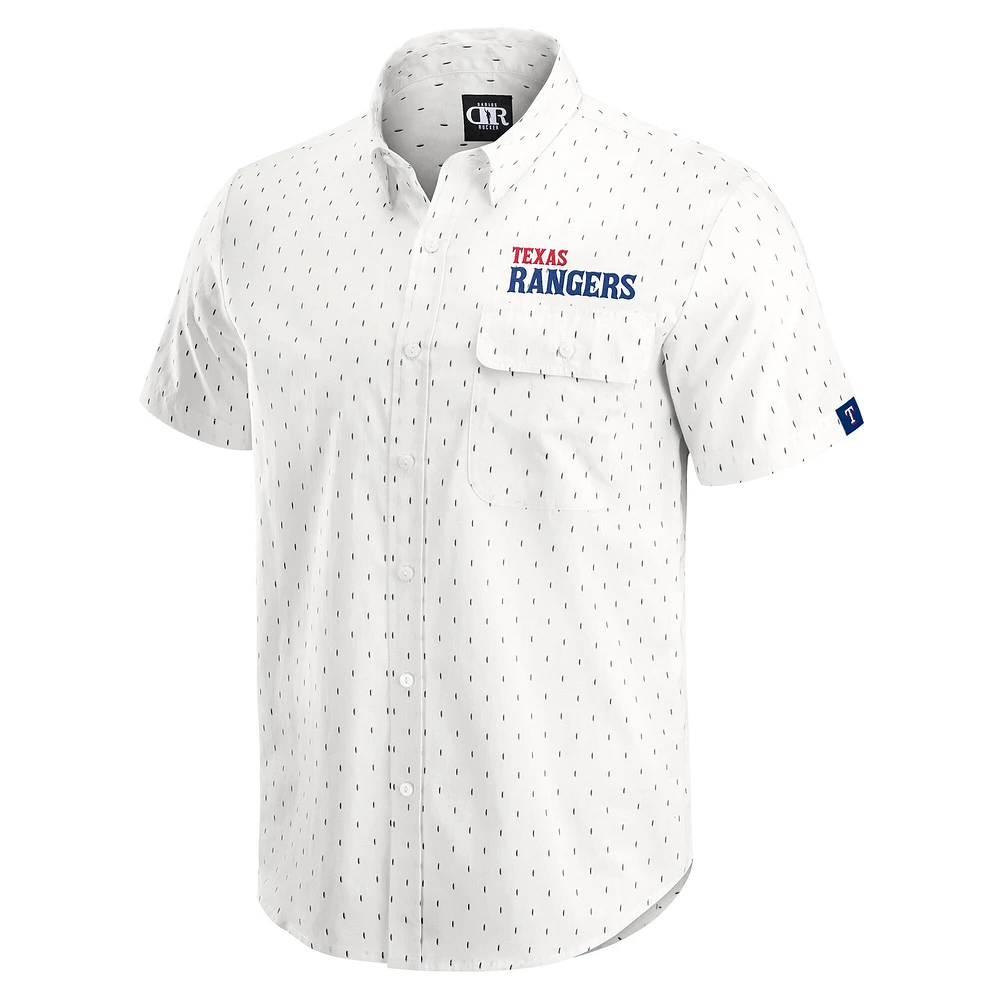 Men's Darius Rucker Collection by Fanatics  Cream Texas Rangers Printed Button-Down Top