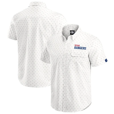Men's Darius Rucker Collection by Fanatics  Cream Texas Rangers Printed Button-Down Top