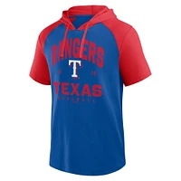 T-shirt à capuche manches courtes raglan Fanatics Royal Texas Rangers Prime pour hommes