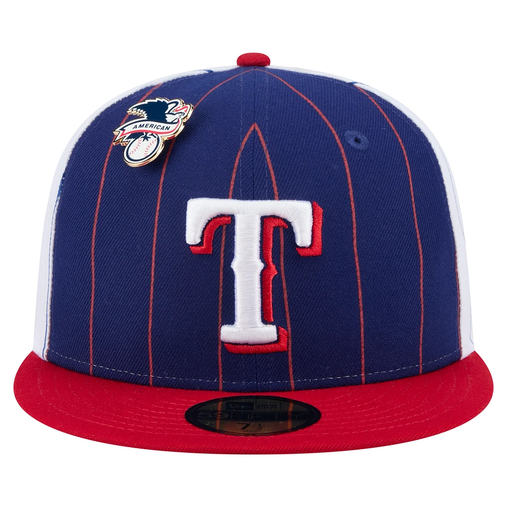 Men's New Era  Dark Blue Texas Rangers Pinstripe 59FIFTY Fitted Hat
