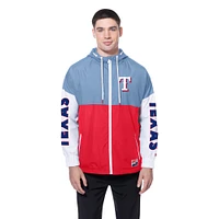 Men's New Era  Red/Light Blue Texas Rangers Color Block Full-Zip Hoodie Windbreaker