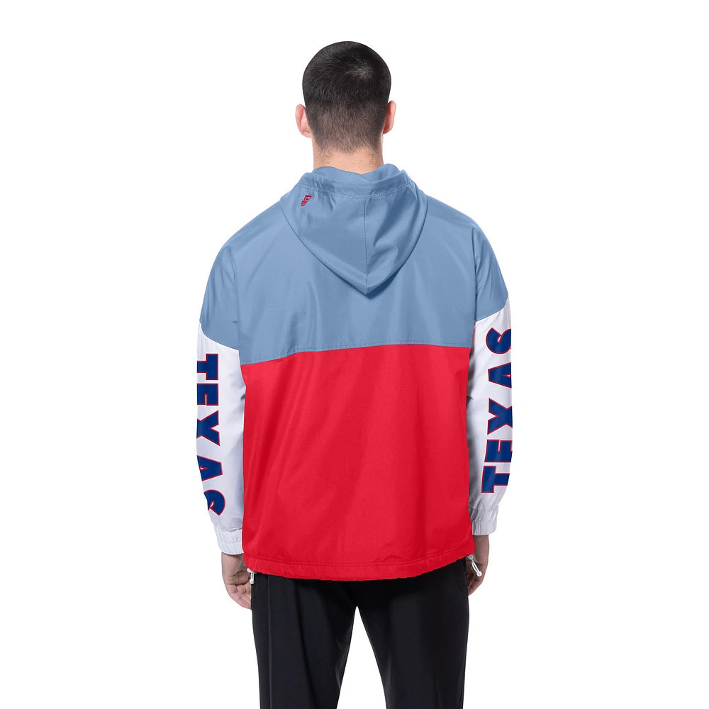 Men's New Era  Red/Light Blue Texas Rangers Color Block Full-Zip Hoodie Windbreaker