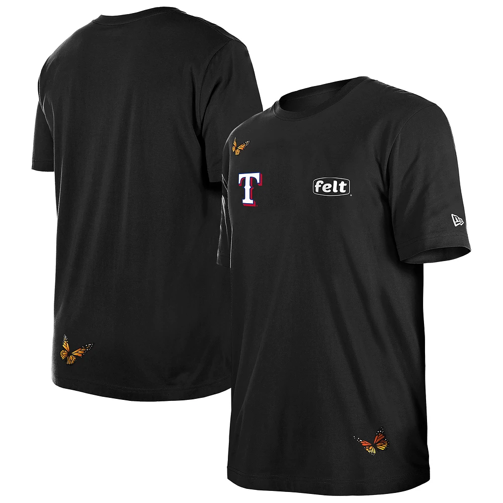 T-shirt noir Texas Rangers New Era x Felt pour homme