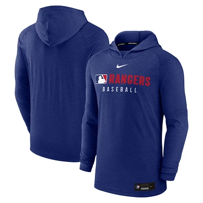 Men's Nike  Heather Royal Texas Rangers Authentic Collection Tri-Blend Performance Pullover Hoodie