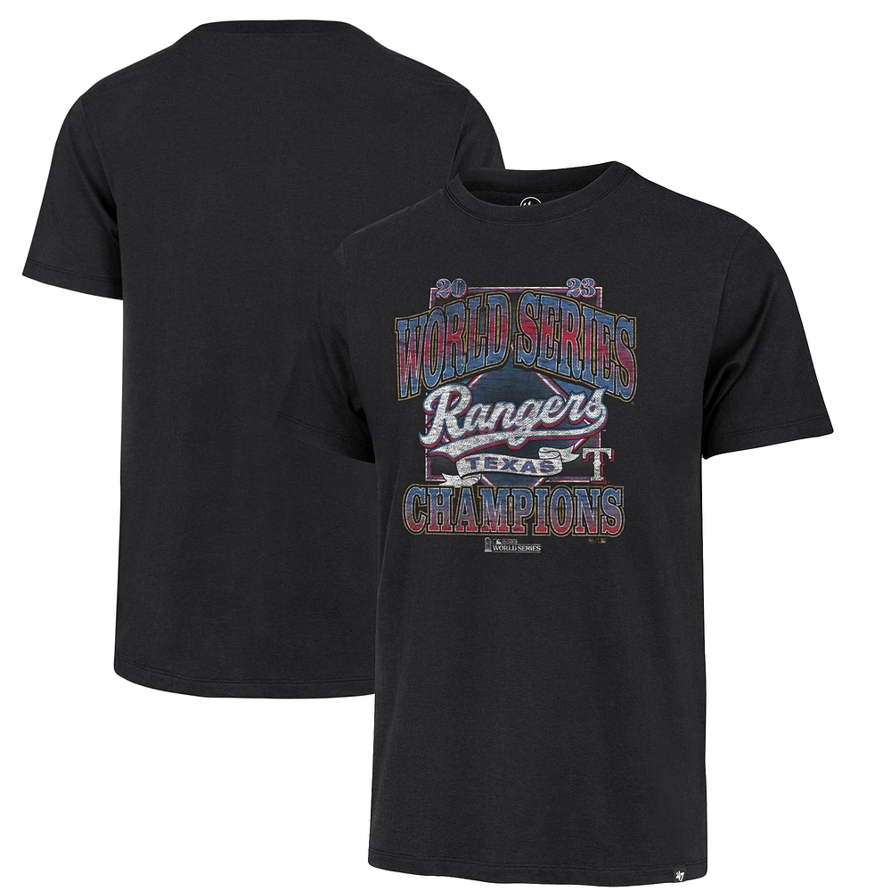 T-shirt noir pour hommes, grands et grands, champions des séries mondiales 2023 Texas Rangers '47