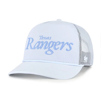 Casquette camionneur ajustable bleu clair Texas Rangers Foundation Script Hitch pour homme, modèle 1947