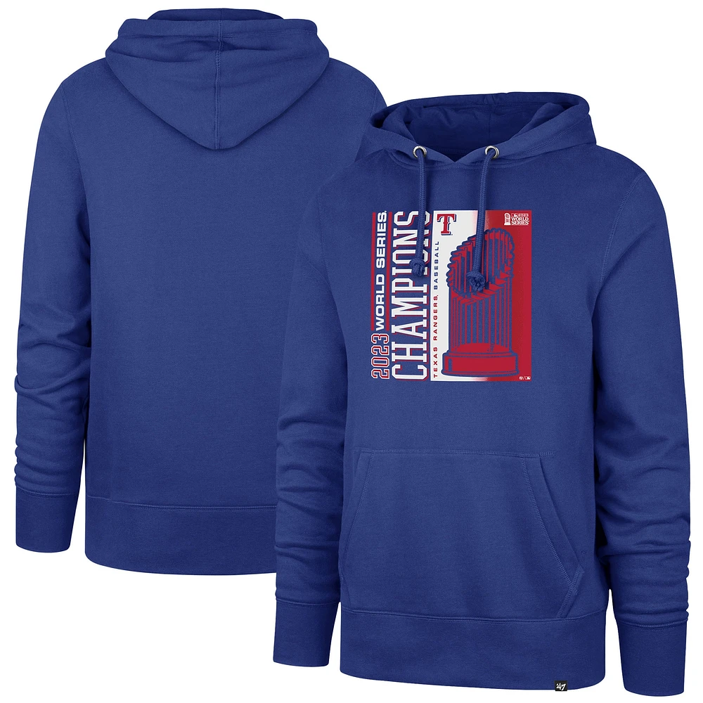 Sweat à capuche pour hommes '47 Royal Texas Rangers 2023 World Series Champions Playoff Headline