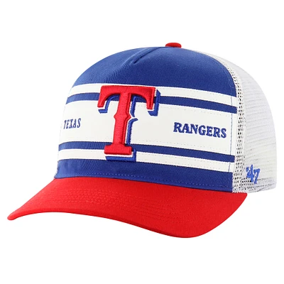 Casquette ajustable décontractée à rayures pour homme '47 Royal Texas Rangers Gridiron Super Stripe Trucker Hitch