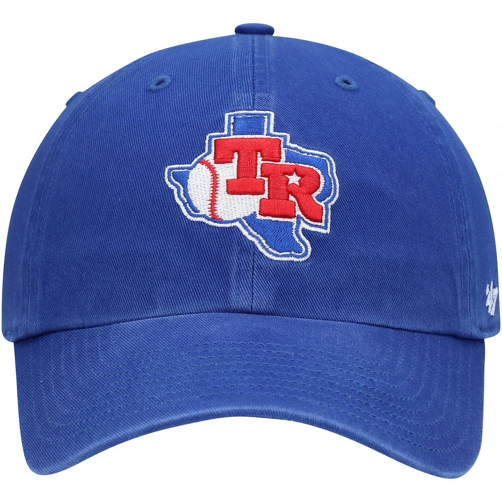 Men's '47 Royal Texas Rangers Team Logo Cooperstown Collection Clean Up Adjustable Hat