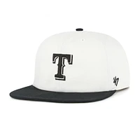 Men's '47 White/Black Texas Rangers Foundation Captain Snapback Hat