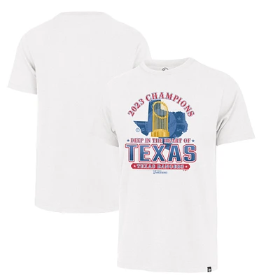 T-shirt Franklin pour hommes des éliminatoires locales champions de la Série mondiale 2023 Texas Rangers '47 blanc