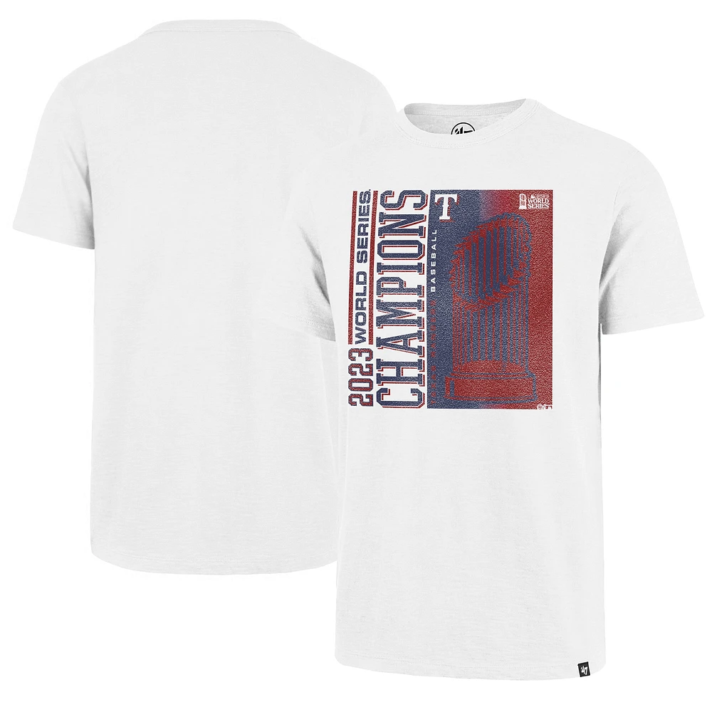 T-shirt blanc '47 pour hommes des Texas Rangers 2023 World Series Champions Playoff Scrum