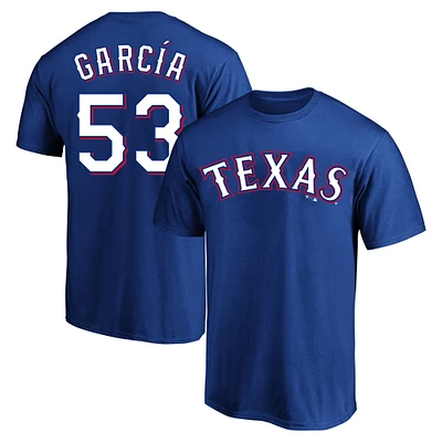 T-shirt avec nom et numéro Adolis Garcia Royal Texas Rangers pour hommes