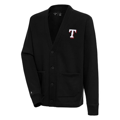 Cardigan boutonné noir pour homme des Texas Rangers d'Antigua