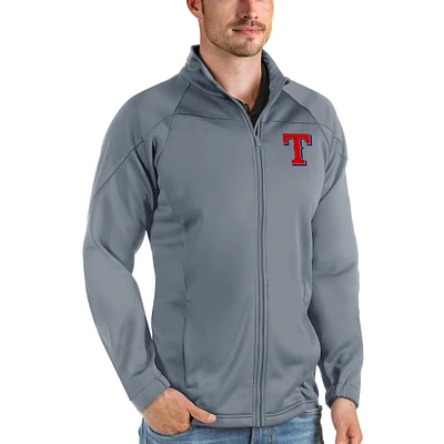 Veste de golf entièrement zippée Texas Rangers Links Antigua Gray pour homme