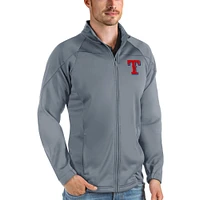 Veste de golf entièrement zippée Texas Rangers Links Antigua Gray pour homme