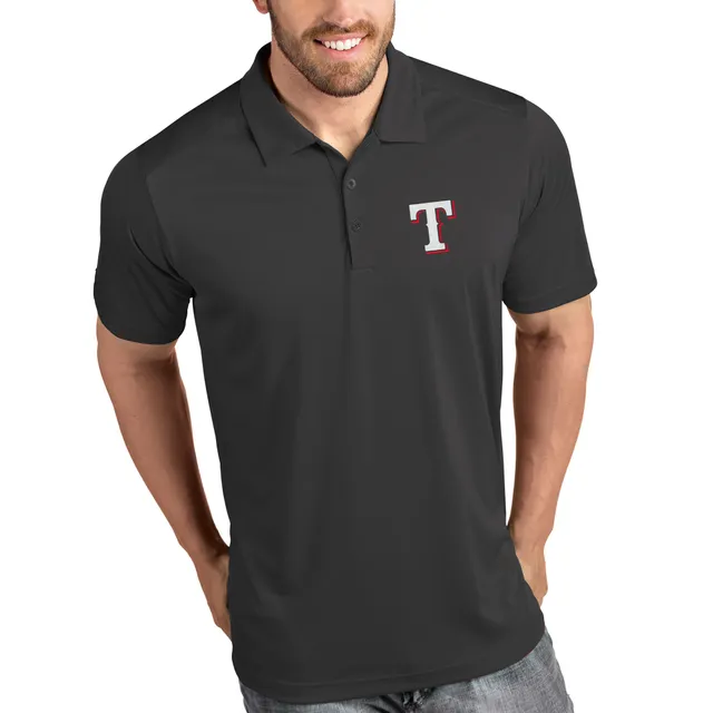 Men's Antigua Gray/Black Texas Rangers Answer Polo