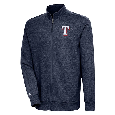 Men's Antigua Heather Navy Texas Rangers Action Full-Zip Jacket