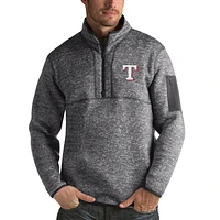 Men's Antigua Heathered Charcoal Texas Rangers Fortune Half-Zip Sweater