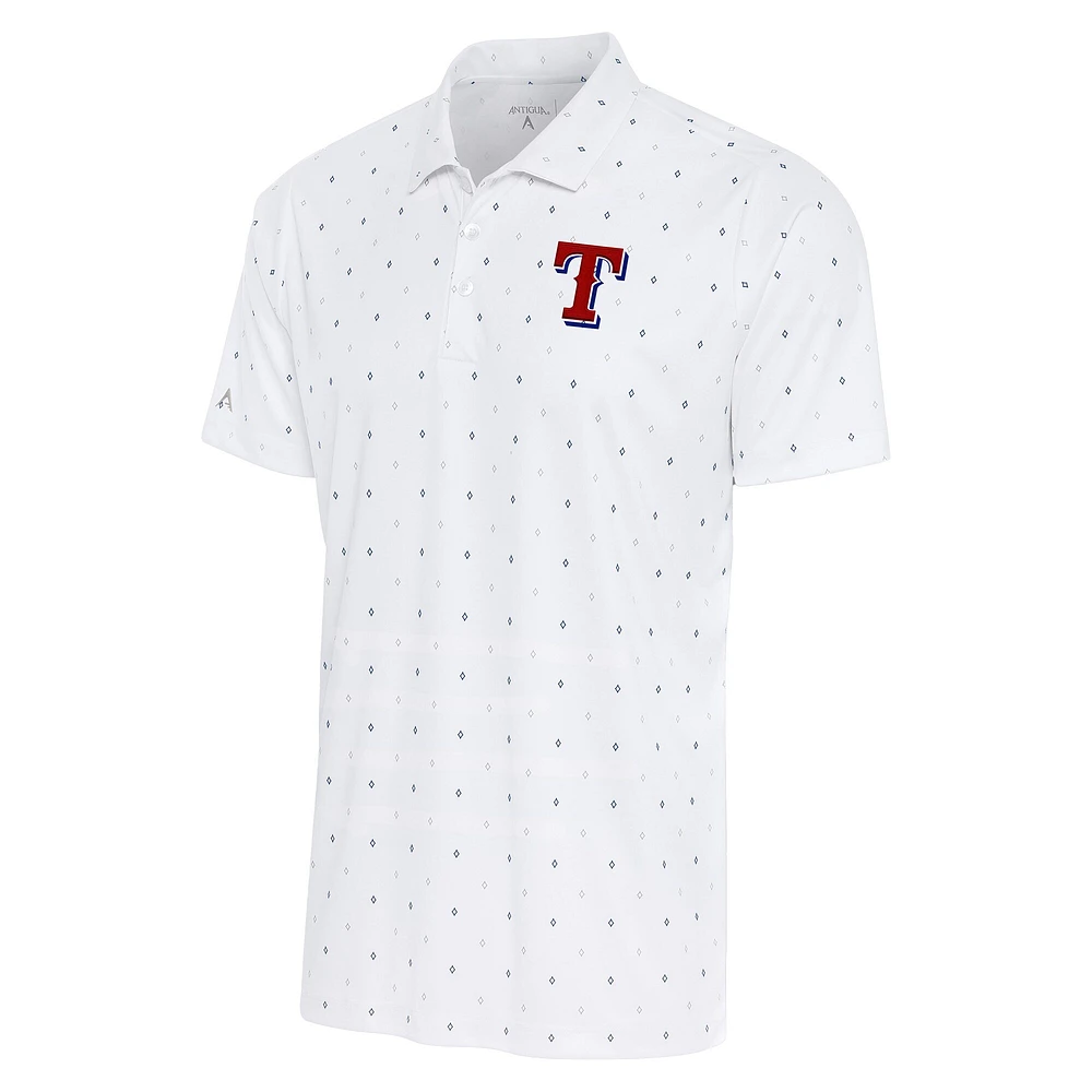 Polo Antigua blanc/bleu marine pour homme Texas Rangers 19th Hole