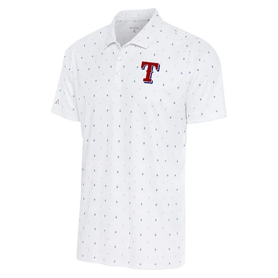 Polo Antigua blanc/bleu marine pour homme Texas Rangers 19th Hole