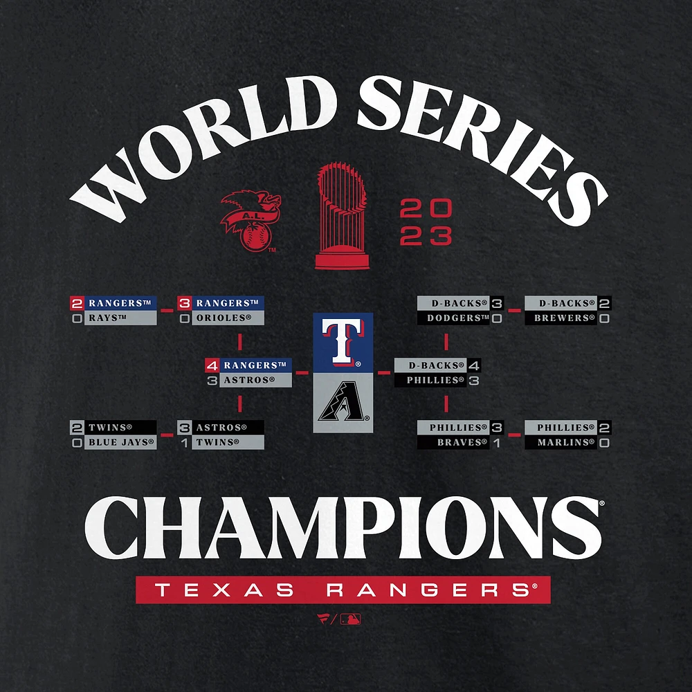 Men's Black Texas Rangers 2023 World Series Champions Milestone Schedule T-Shirt