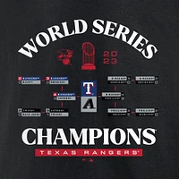 Men's Black Texas Rangers 2023 World Series Champions Milestone Schedule T-Shirt